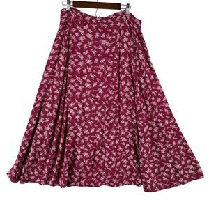 VTG Short Circuit Womens Maxi Skirt SZ M Raspberry Floral Button Front Rayon